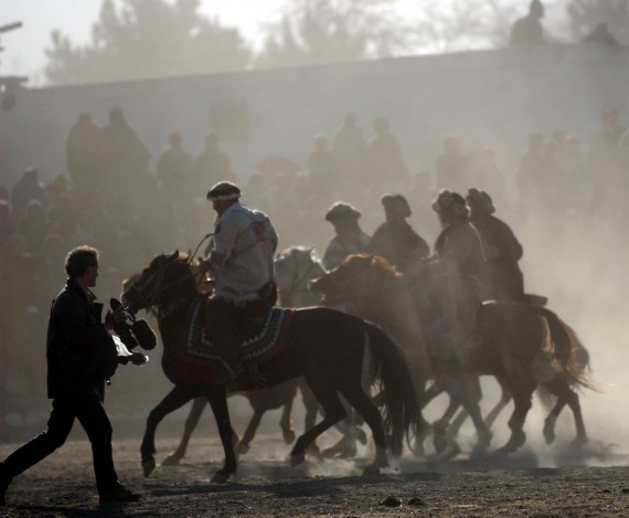 Filming in Afghanistan, Kabul (a buzkashi game).